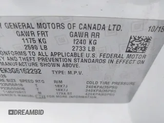 2016 Chevrolet Equinox LT with VIN 2GNFLFEK3G6162292, listed as a IAAI auction lot 41348136 with 153,508 mi miles and . Bid and sale history available at carsss.com. Image 9.