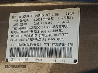 2008 Acura TL with VIN 19UUA66248A036002, listed as a IAAI auction lot 41615383 with 1 mi miles. Bid and sale history available at carsss.com. Image 9.
