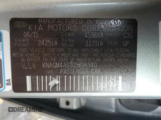 2016 Kia Optima with VIN KNAGM4AD1G5096940, listed as a Copart auction lot 89160025 with 122,847 mi miles and Salvage Title. Bid and sale history available at carsss.com. Image 12.