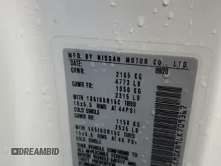 2020 Nissan NV200 S with VIN 3N6CM0KN9LK709367, listed as a Copart auction lot 50824245 with 34,429 mi miles and Salvage title. Bid and sale history available at DreamBid. Image 13.