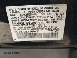 2004 Acura MDX with VIN 2HNYD18244H560067, listed as a IAAI auction lot 41798950 with 175,460 mi miles. Bid and sale history available at carsss.com. Image 9.