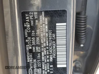 2024 Hyundai Elantra SEL with VIN KMHLS4DG7RU748901, listed as a Copart auction lot 59608625 with 21,072 mi miles and Salvage title. Bid and sale history available at DreamBid. Image 12.
