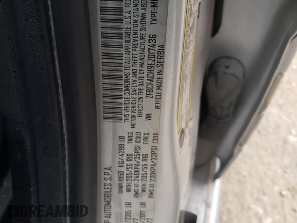 2014 FIAT 500L Lounge with VIN ZFBCFACH9EZ017436, listed as a Copart auction lot 42578185 with 134,621 mi miles and Salvage Title. Bid and sale history available at DreamBid. Image 13.