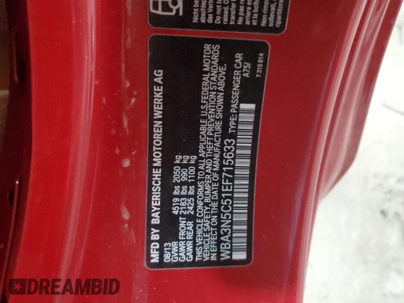 2014 BMW 4 Series 428i xDrive with VIN WBA3N5C51EF715633, listed as a Copart auction lot 47994365 with 90,442 mi miles and Salvage Title. Bid and sale history available at DreamBid. Image 12.