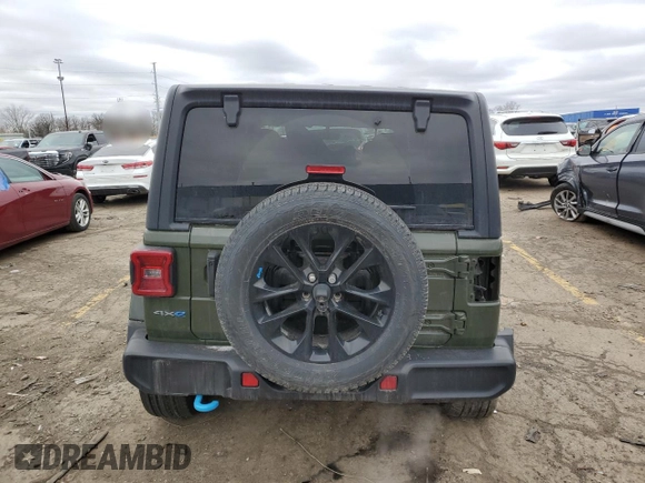 2023 Jeep Wrangler Sahara with VIN 1C4JJXP61PW528948, listed as a Copart auction lot 46866885 with 38,191 mi miles and Clean Title. Bid and sale history available at DreamBid. Image 6.