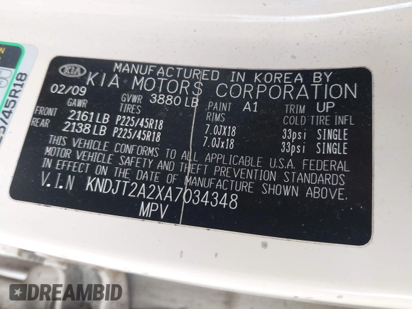 2010 Kia Soul + with VIN KNDJT2A2XA7034348, listed as a IAAI auction lot 42059954 with 252,878 mi miles. Bid and sale history available at carsss.com. Image 9.