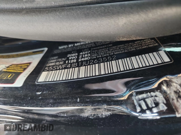 2018 Mercedes-Benz C 300 with VIN 55SWF4JB1JU263552, listed as a Copart auction lot 60669275 with Not provided miles and Non repairable. Bid and sale history available at DreamBid. Image 12.