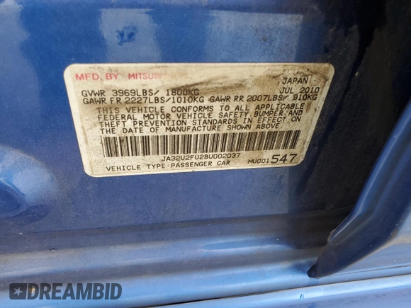 2011 Mitsubishi Lancer ES z VIN JA32U2FU2BU002037, wystawiony jako Copart lot #54891875 z przebiegiem 241 348 mil mil oraz Szkoda całkowita • Salvage title. Historia ofert i sprzedaży dostępna na DreamBid. Obrazek 12.