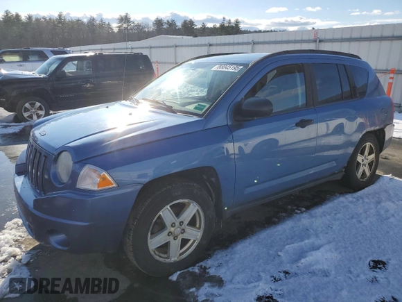 2007 Jeep Compass Sport with VIN 1J8FF47W87D210173, listed as a Copart auction lot 88045195 with 210,376 mi miles and Salvage Title. Bid and sale history available at carsss.com. Image 1.