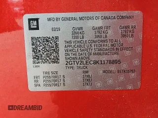 2019 GMC Sierra 1500 Limited with VIN 2GTV2LEC8K1178895, listed as a Copart auction lot 47298845 with 119,167 mi miles and Clean Title. Bid and sale history available at carsss.com. Image 12.