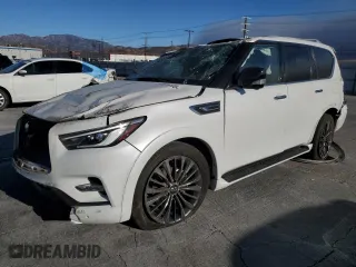 2021 Infiniti QX80 LUXE with VIN JN8AZ2AE0M9268598, listed as a Copart auction lot 41516185 with 58,028 mi miles and Salvage Title. Bid and sale history available at carsss.com. Image 1.