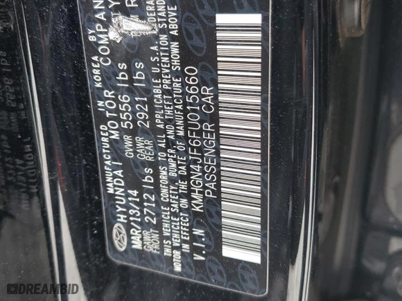 2015 Hyundai Genesis 5.0L with VIN KMHGN4JF6FU015660, listed as a Copart auction lot 51577055 with 132,891 mi miles and Clean Title. Bid and sale history available at carsss.com. Image 12.