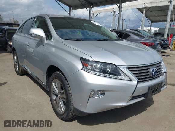 2013 Lexus RX 450h with VIN JTJZB1BAXD2409160, listed as a IAAI auction lot 41916721 with 62,599 mi miles and . Bid and sale history available at DreamBid. Image 1.