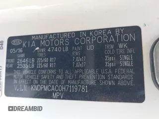 2017 Kia Sportage LX with VIN KNDPMCAC0H7119781, listed as a IAAI auction lot 41841318 with 120,902 mi miles and . Bid and sale history available at carsss.com. Image 9.