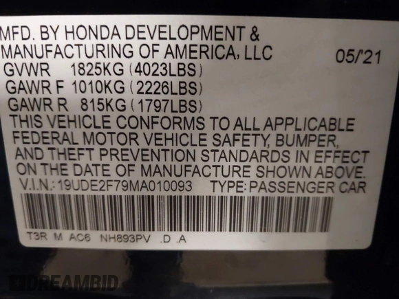 2021 Acura ILX Premium with VIN 19UDE2F79MA010093, listed as a IAAI auction lot 41830393 with 23,468 mi miles and . Bid and sale history available at DreamBid. Image 9.