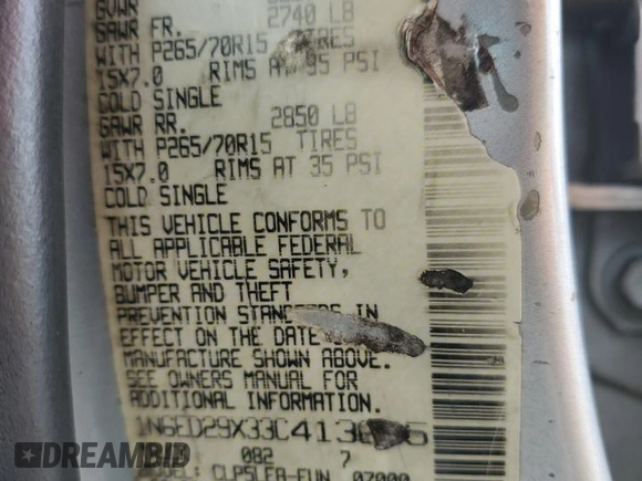 2003 Nissan Frontier SE z VIN 1N6ED29X33C413665, wystawiony jako Copart lot #43689245 z przebiegiem 188 345 mil mil oraz Szkoda całkowita • Salvage title. Historia ofert i sprzedaży dostępna na DreamBid. Obrazek 12.