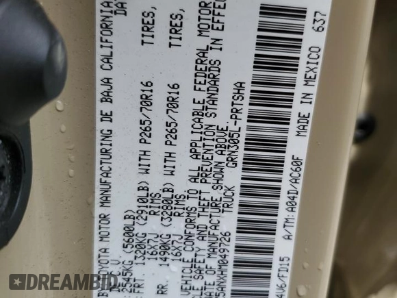 2017 Toyota Tacoma SR5 with VIN 3TMCZ5ANXHM049726, listed as a Copart auction lot 56139625 with 107,746 mi miles and Salvage title. Bid and sale history available at DreamBid. Image 13.