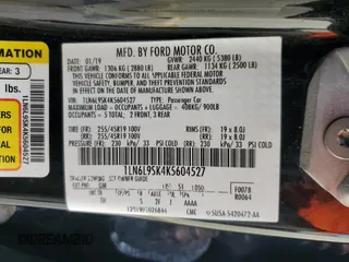 2019 Lincoln Continental Select with VIN 1LN6L9SK4K5604527, listed as a Copart auction lot 60545115 with 208,838 mi miles and Salvage title. Bid and sale history available at DreamBid. Image 12.