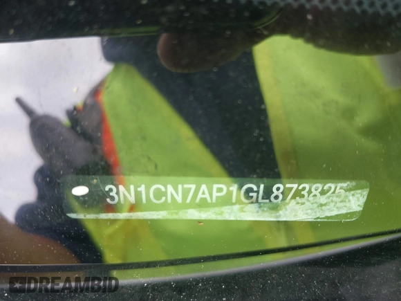 2016 Nissan Versa S Plus with VIN 3N1CN7AP1GL873825, listed as a IAAI auction lot 42020331 with 132,390 mi miles. Bid and sale history available at carsss.com. Image 9.