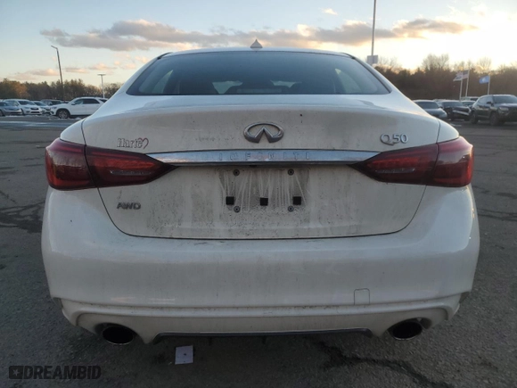 2018 Infiniti Q50 3.0t LUXE with VIN JN1EV7AR4JM442631, listed as a Copart auction lot 43940665 with 128,929 mi miles and Salvage Title. Bid and sale history available at carsss.com. Image 6.