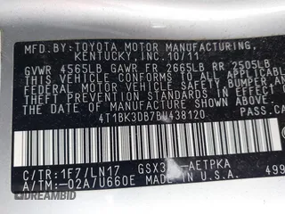 2011 Toyota Avalon with VIN 4T1BK3DB7BU438120, listed as a IAAI auction lot 41891678 with 101,458 mi miles and . Bid and sale history available at carsss.com. Image 9.