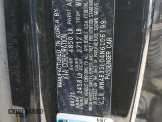 2022 Kia Stinger GT-Line with VIN KNAE35LD4N6106199, listed as a Copart auction lot 79139164 with 53,358 mi miles and Salvage Title. Bid and sale history available at DreamBid. Image 12.