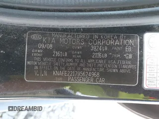 2009 Kia Spectra EX z VIN KNAFE221795624968, wystawiony jako IAAI lot #42406286 z przebiegiem 156 297 mil mil oraz . Historia ofert i sprzedaży dostępna na DreamBid. Obrazek 9.