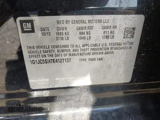 2014 Chevrolet Sonic LT z VIN 1G1JC5SH7E4127137, wystawiony jako IAAI lot #41838678 z przebiegiem 116 415 mil mil oraz . Historia ofert i sprzedaży dostępna na DreamBid. Obrazek 9.