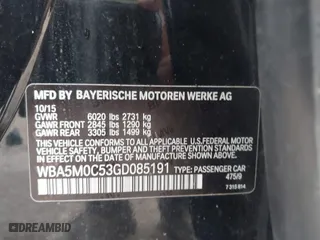 2016 BMW 5 Series Gran Turismo 550i xDrive with VIN WBA5M0C53GD085191, listed as a IAAI auction lot 41679692 with 117,326 mi miles. Bid and sale history available at carsss.com. Image 9.