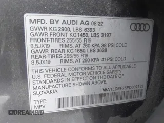 2023 Audi Q7 Premium Plus with VIN WA1LCBF75PD002182, listed as a IAAI auction lot 41660226 with 19,164 mi miles and . Bid and sale history available at DreamBid. Image 9.