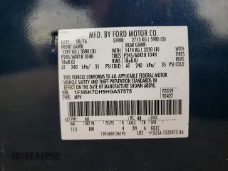 2017 Ford Explorer XLT with VIN 1FM5K7DH5HGA57575, listed as a Copart auction lot 48836105 with 157,128 mi miles and Clean Title. Bid and sale history available at carsss.com. Image 13.