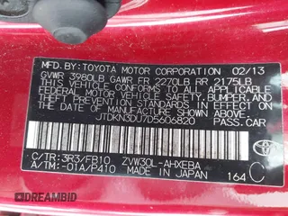2013 Toyota Prius One z VIN JTDKN3DU7D5606820, wystawiony jako IAAI lot #42326667 z przebiegiem 163 856 mil mil oraz . Historia ofert i sprzedaży dostępna na DreamBid. Obrazek 9.