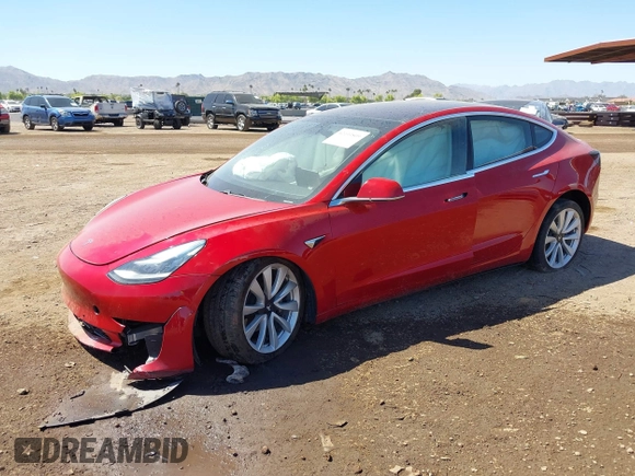 2018 Tesla Model 3 Long Range Battery with VIN 5YJ3E1EA3JF163654, listed as a IAAI auction lot 42193809 with Not Provided miles and . Bid and sale history available at DreamBid. Image 2.