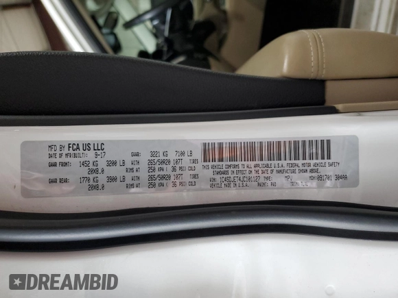 2018 Dodge Durango Citadel Anodized Platinum with VIN 1C4SDJET4JC101127, listed as a Copart auction lot 62551585 with 143,357 mi miles and Salvage title. Bid and sale history available at DreamBid. Image 13.