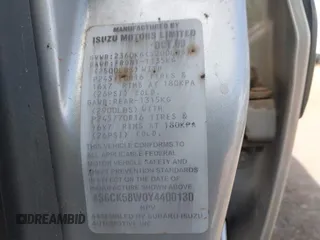 2000 Honda Passport LX с VIN 4S6CK58W0Y4400130, выставлен на аукционе IAAI как лот 42404172 с пробегом 107 003 миль миль и . История ставок и продаж доступна на DreamBid. Изображение 9.