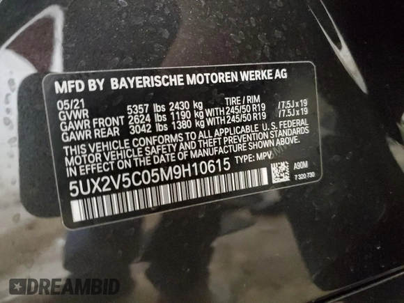 2021 BMW X4 M40i with VIN 5UX2V5C05M9H10615, listed as a Copart auction lot 71689363 with 0 mi miles. Bid and sale history available at carsss.com. Image 16.