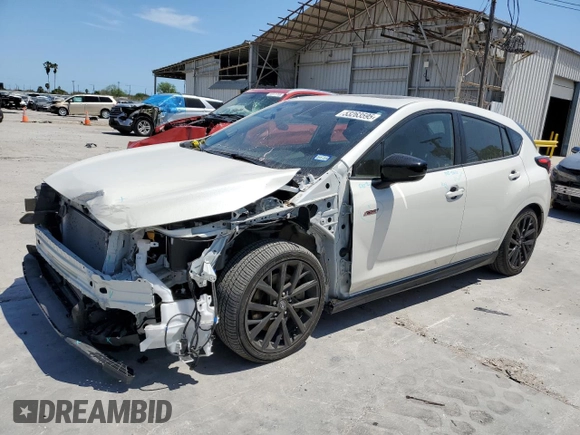 2024 Subaru Impreza RS z VIN JF1GUHJC1R8269672, wystawiony jako Copart lot #53263595 z przebiegiem 18 924 mil mil oraz Szkoda całkowita • Salvage title. Historia ofert i sprzedaży dostępna na DreamBid. Obrazek 1.
