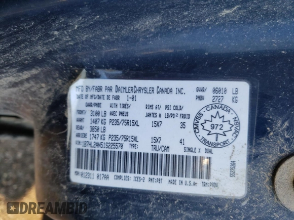 2001 Dodge Dakota Sport z VIN 1B7HL2AN51S225570, wystawiony jako Copart lot #66186174 z przebiegiem 295 142 mil mil oraz Szkoda całkowita • Salvage title. Historia ofert i sprzedaży dostępna na DreamBid. Obrazek 12.