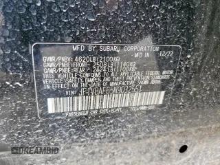 2022 Subaru WRX Premium z VIN JF1VBAF65N9032551, wystawiony jako Copart lot #58152805 z przebiegiem 16 153 mil mil oraz Szkoda całkowita • Salvage title. Historia ofert i sprzedaży dostępna na DreamBid. Obrazek 13.