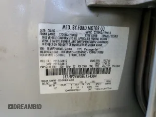 2008 Ford Taurus SEL with VIN 1FAHP24W08G124304, listed as a Copart auction lot 70812324 with 197,507 mi miles and Salvage Title. Bid and sale history available at carsss.com. Image 12.