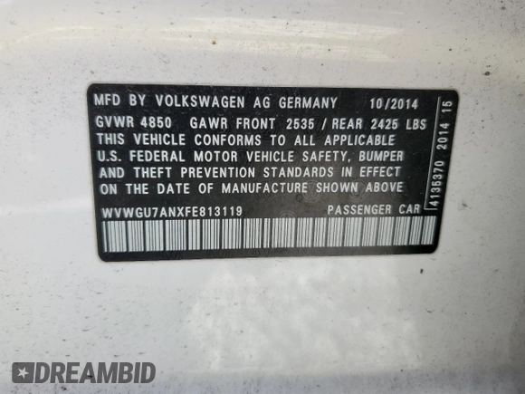 2015 Volkswagen CC VR6 Executive 4Motion with VIN WVWGU7ANXFE813119, listed as a Copart auction lot 47440654 with 110,214 mi miles. Bid and sale history available at carsss.com. Image 12.