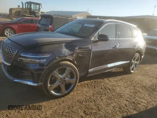 2023 Genesis GV80 with VIN KMUHCESC2PU121854, listed as a Copart auction lot 73187614 with 30,613 mi miles and Salvage Title. Bid and sale history available at carsss.com. Image 1.