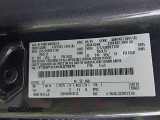 2019 Ford F-150 XL with VIN 1FTEW1C53KKD70870, listed as a IAAI auction lot 41208988 with 31,728 mi miles and . Bid and sale history available at carsss.com. Image 9.