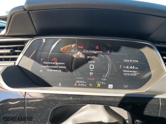 2022 Audi e-tron Sportback S line Premium Plus with VIN WA12AAGE3NB019435, listed as a Copart auction lot 75157504 with 38,343 mi miles and Salvage Title. Bid and sale history available at carsss.com. Image 9.