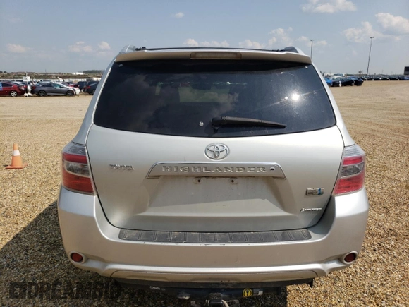 2008 Toyota Highlander Hybrid Limited with VIN JTEEW44A782010664, listed as a Copart auction lot 59727123 with 333,233 mi miles and Salvage Title. Bid and sale history available at carsss.com. Image 6.