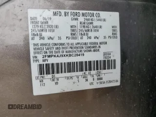 2019 Ford Edge SEL with VIN 2FMPK4J9XKBC28419, listed as a Copart auction lot 53638545 with 170,073 mi miles and Clean Title. Bid and sale history available at carsss.com. Image 13.