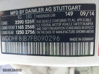 2015 Mercedes-Benz E-Class E 350 Luxury with VIN WDDHF8JB7FB090296, listed as a IAAI auction lot 41728470 with 104,738 mi miles. Bid and sale history available at carsss.com. Image 9.