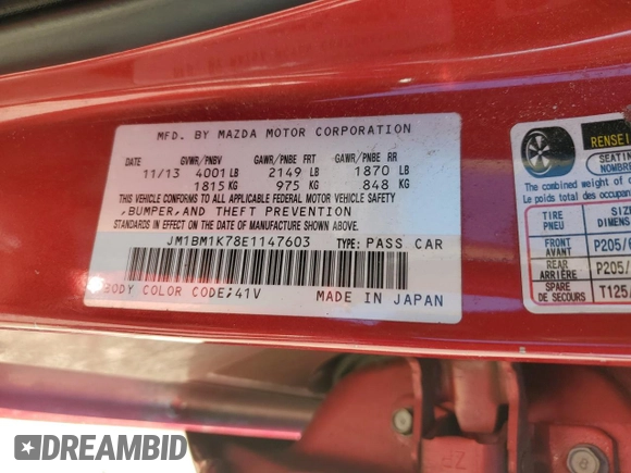 2014 Mazda 3 i Sport with VIN JM1BM1K78E1147603, listed as a Copart auction lot 47890505 with 96,403 mi miles and Salvage Title. Bid and sale history available at carsss.com. Image 12.