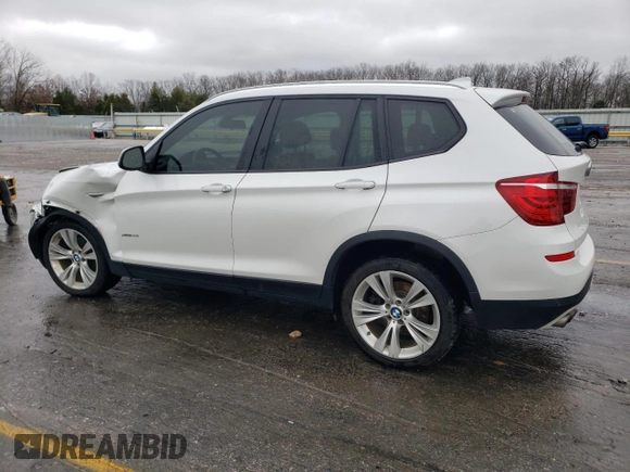 2016 BMW X3 xDrive28i with VIN 5UXWX9C58G0D63675, listed as a Copart auction lot 86893554 with 91,722 mi miles and Salvage Title. Bid and sale history available at carsss.com. Image 2.