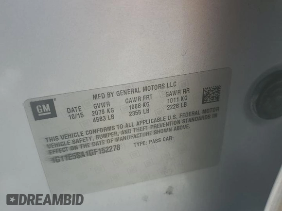 2016 Chevrolet Malibu LTZ with VIN 1G11E5SA1GF152278, listed as a Copart auction lot 55453745 with 158,372 mi miles and Salvage Title. Bid and sale history available at DreamBid. Image 13.